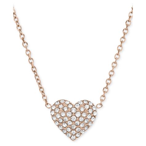 rose gold crystal michael kors necklace|Michael Kors gold heart necklace.